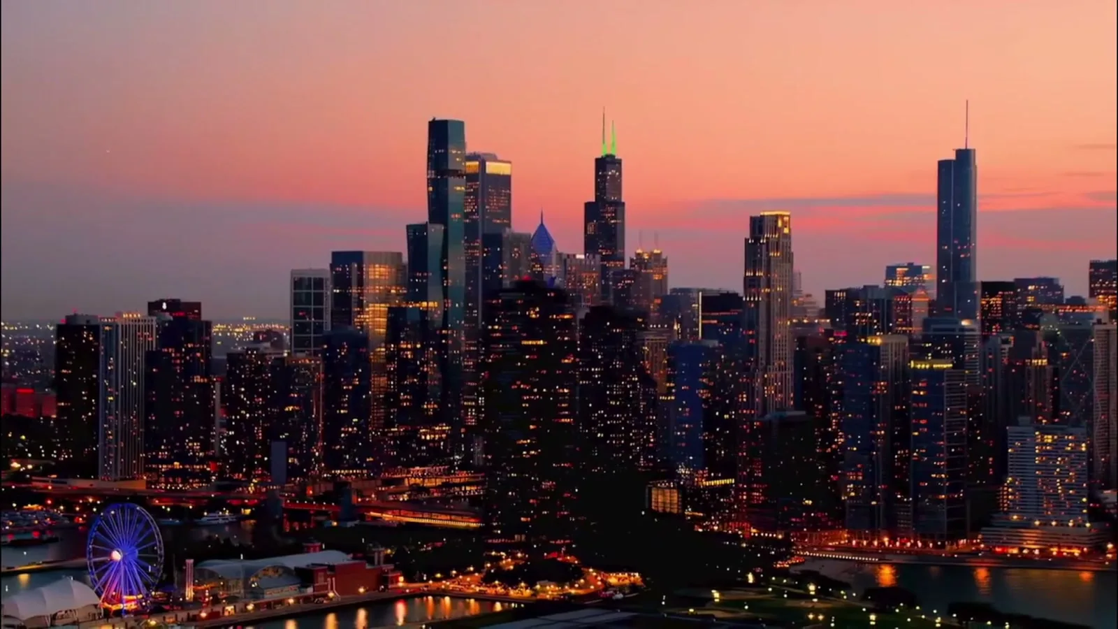 City skyline at sunset, providing wider development context