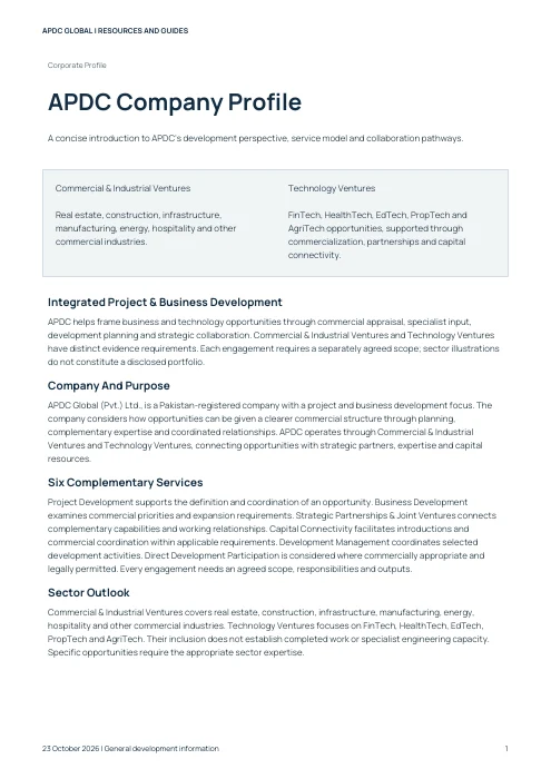 Cover of the APDC company profile PDF